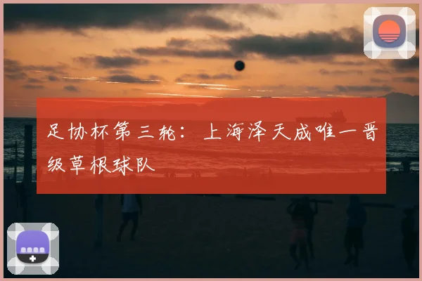 足协杯第三轮：上海泽天成唯一晋级草根球队